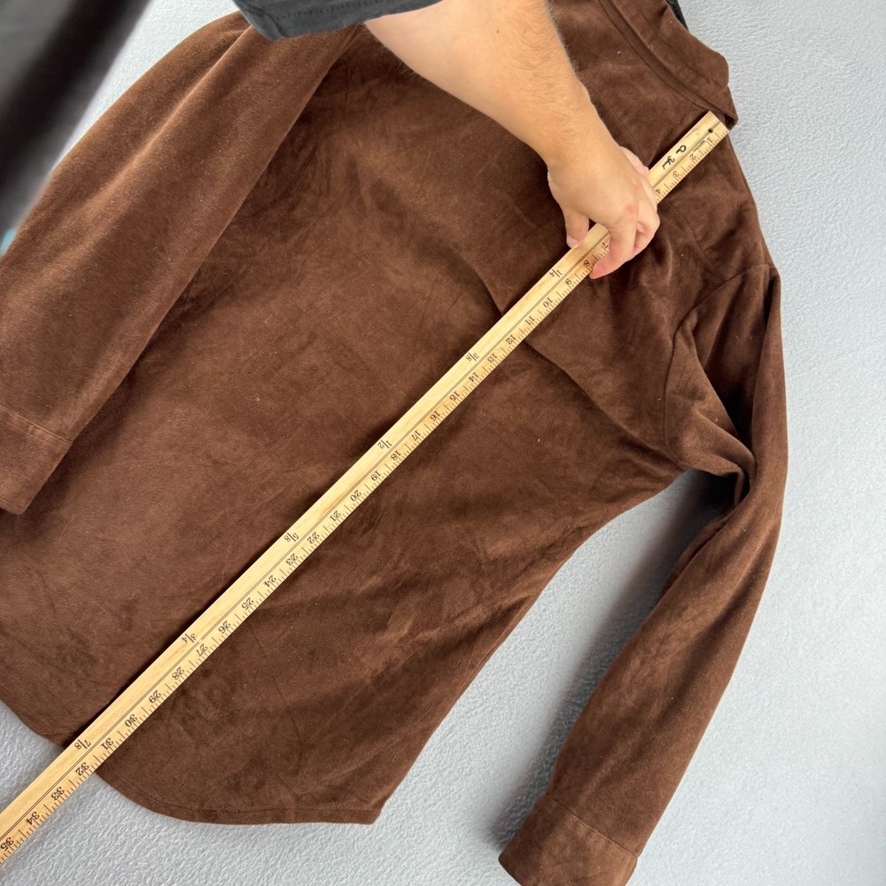 Vintage 70s Lee Shirt Mens Large Brown Velvet Western Button Up Long Sleeve - Picture 14 of 16